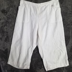 Soft Surroundings Wide Leg Capri Pants With Ruffle White Size Large